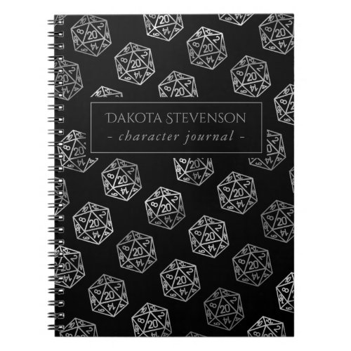 RPG Dice  Silver Tabletop Role Player Character Notebook