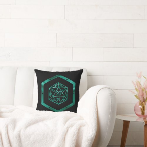 RPG Dice  Teal Fantasy PnP Tabletop Roleplayer Throw Pillow