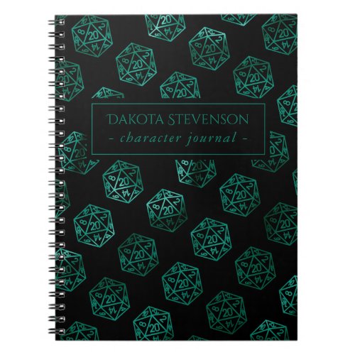 RPG Dice  Teal Tabletop PnP Roleplayer Character Notebook