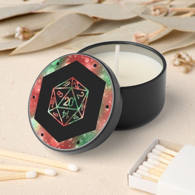 RPG Dice | XMAS Fantasy Retro Tabletop PnP Gamer Mini Candle Favors (Insitu)