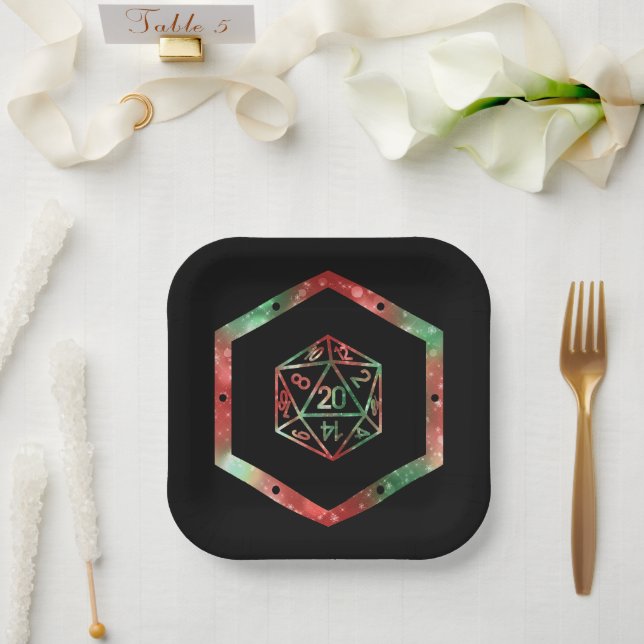 RPG Dice | XMAS Fantasy Retro Tabletop PnP Gamer Paper Plates (Wedding)