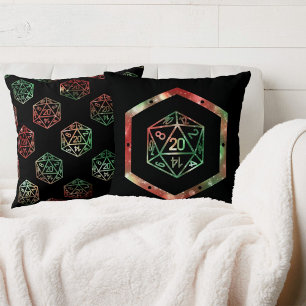RPG Dice XMAS Fantasy Retro Tabletop PnP Gamer Throw Pillow