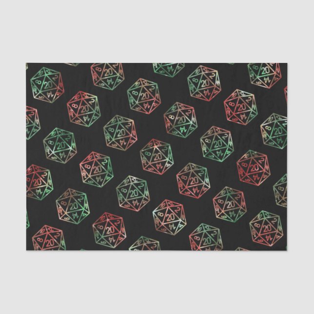 RPG Dice | XMAS Fantasy Retro Tabletop PnP Gamer Tissue Paper (Front)