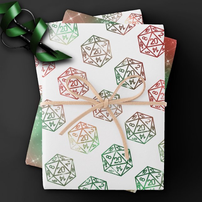 RPG Dice | XMAS Fantasy Retro Tabletop PnP Gamer Wrapping Paper Sheets (Creator Uploaded)