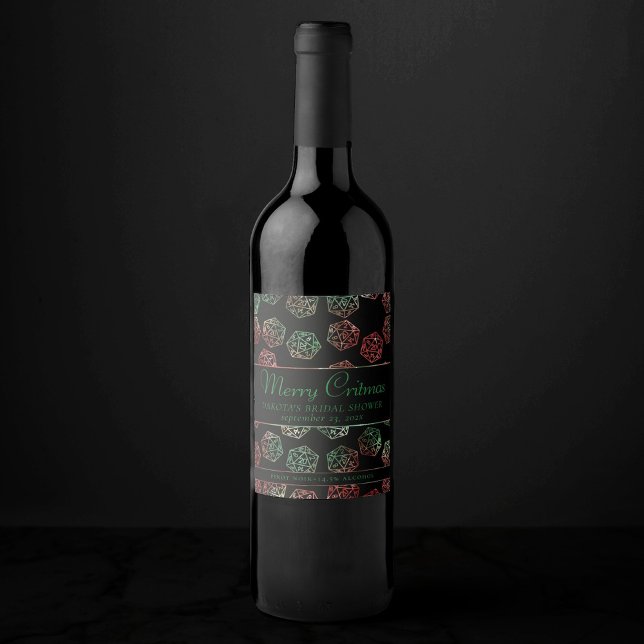 RPG Dice | XMAS Fantasy Tabletop Gamer Custom Wine Label (Creator Uploaded)