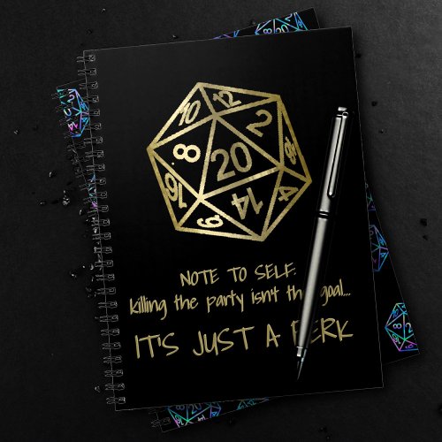 RPG DM Humor Gold  Killing the Party is a Perk Notebook
