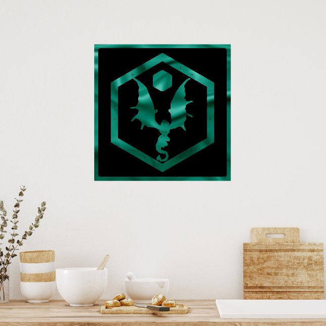RPG Dragon | Emerald Fantasy Tabletop Gamer Dice Poster (Kitchen)