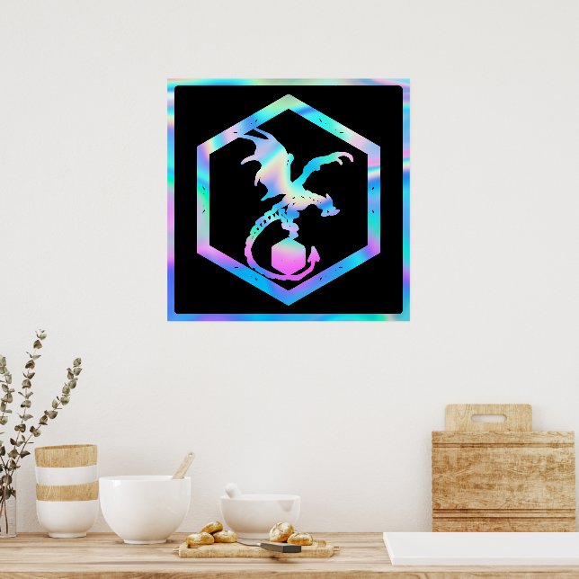 RPG Dragon | Holo Fantasy Tabletop PnP Gamer Dice Poster (Kitchen)