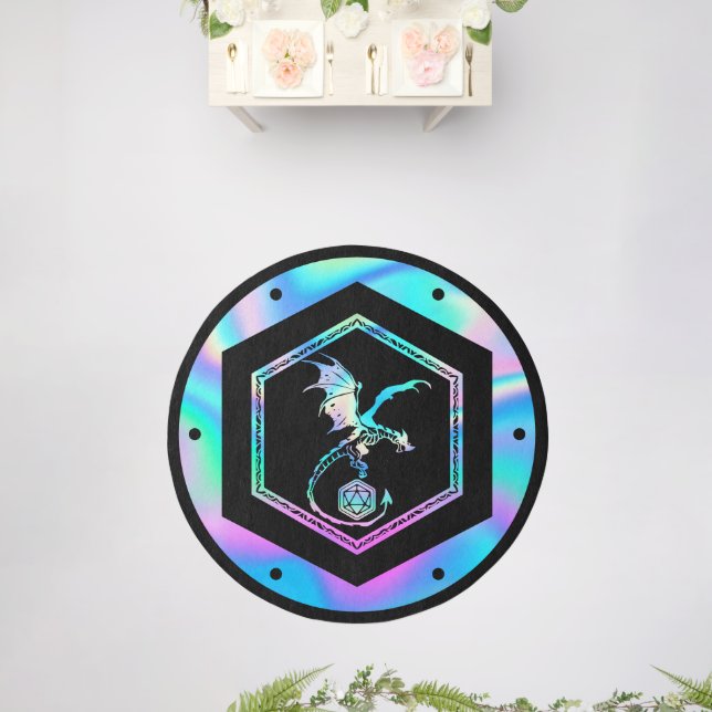 RPG Dragon | Holo Fantasy Tabletop PnP Gamer Dice Rug (Insitu (Wedding))