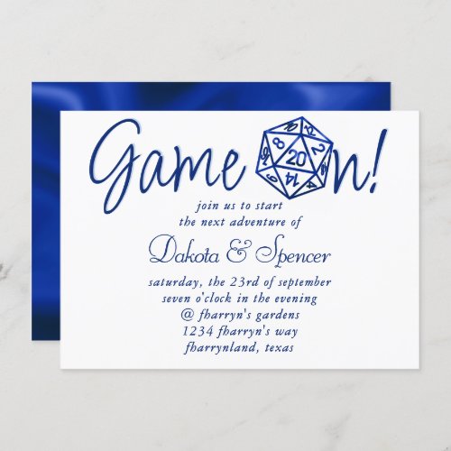 RPG Game On  Blue PNP Tabletop Role Player Dice Invitation