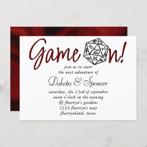 RPG Game On  Classic Red Tabletop Roleplayer Dice Invitation