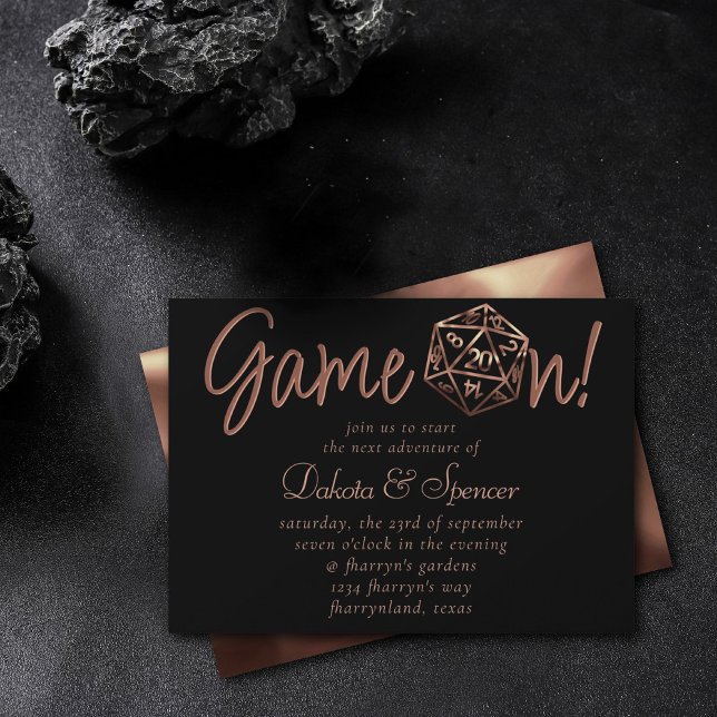 RPG Game On | Copper Fantasy Tabletop Gamer Dice Invitation (Creator Uploaded)