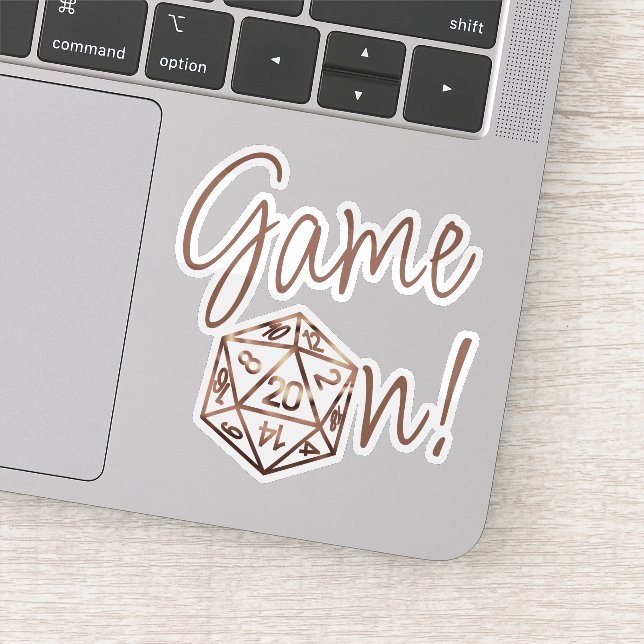 RPG Game On | Copper Fantasy Tabletop Gamer Dice Sticker (Detail)