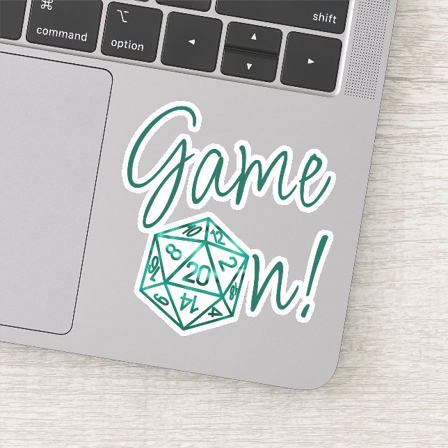 RPG Game On | Emerald Fantasy Tabletop Retro Gamer Sticker (Detail)