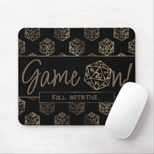RPG Game On  Gold Fantasy Tabletop Gamer Dice Mouse Pad
