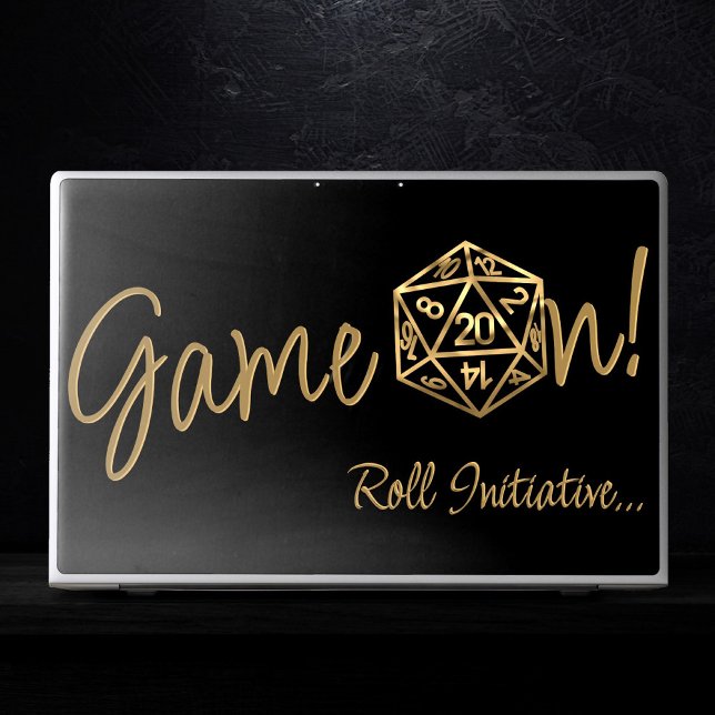 RPG Game On | Gold Fantasy Tabletop Retro Gamer HP Laptop Skin (Creator Uploaded)