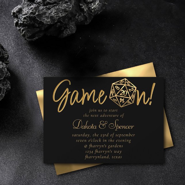 RPG Game On | Gold Fantasy Tabletop Retro Gamer Invitation (Creator Uploaded)