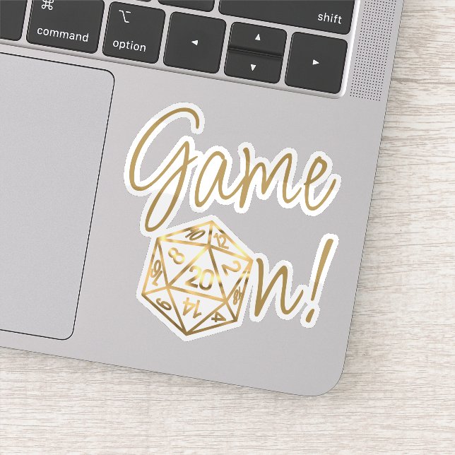 RPG Game On | Gold Fantasy Tabletop Retro Gamer Sticker (Detail)