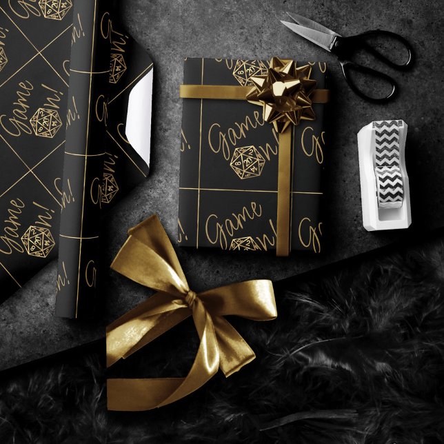 RPG Game On | Gold Fantasy Tabletop Retro Gamer Wrapping Paper (Creator Uploaded)