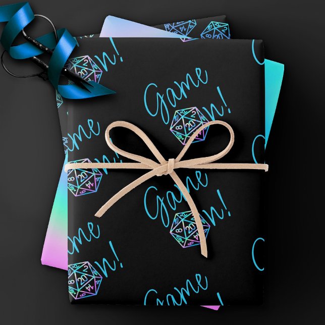 RPG Game On | Holo Fantasy Tabletop Retro Gamer Wrapping Paper Sheets (Creator Uploaded)