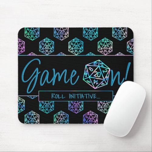 RPG Game On  Holo Retro PnP Tabletop Gamer Dice Mouse Pad