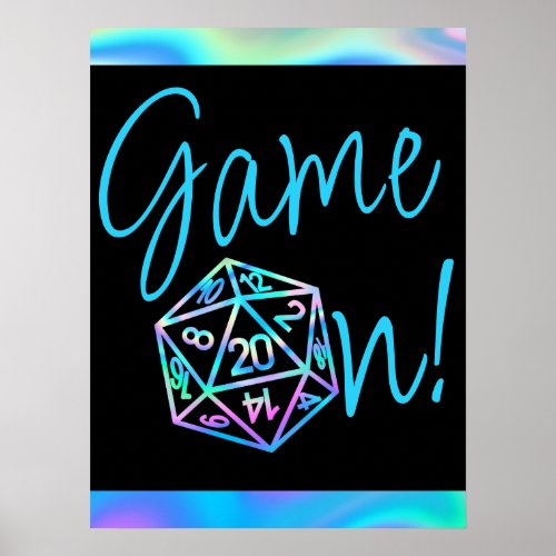 RPG Game On  Holo Retro PnP Tabletop Gamer Dice Poster