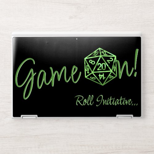 RPG Game On  Neon Green Tabletop PnP Gamer Dice HP Laptop Skin