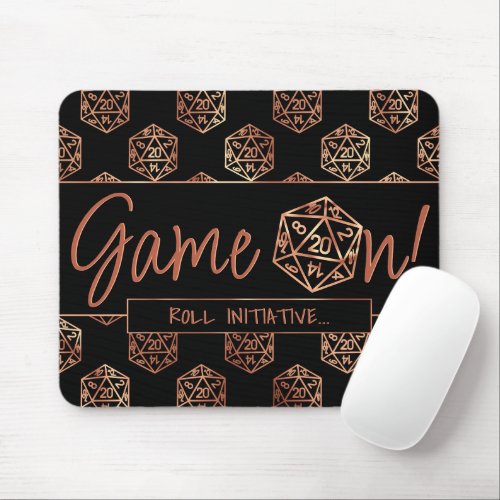 RPG Game On  Rosegold Tabletop Roleplayer Dice Mouse Pad