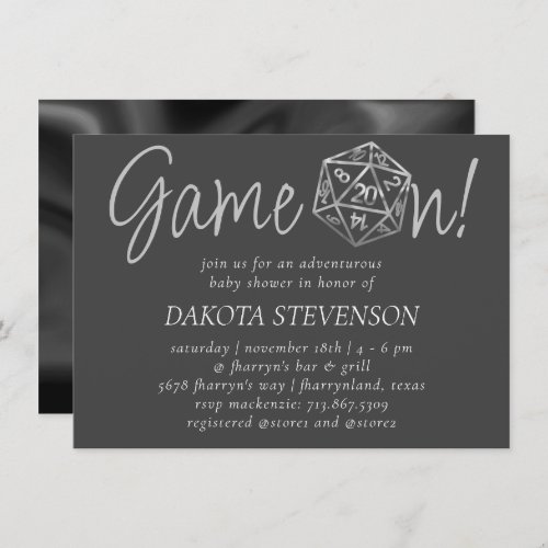 RPG Game On  Silver Fantasy Tabletop Roleplayer Invitation