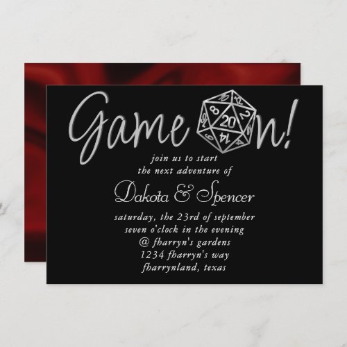 RPG Game On  Silver Fantasy Tabletop Roleplayer Invitation