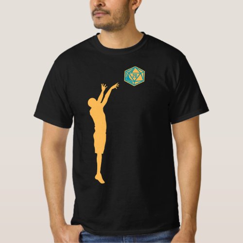 RPG Gamer Basketball Player Tossing D20 Polyhedral T_Shirt
