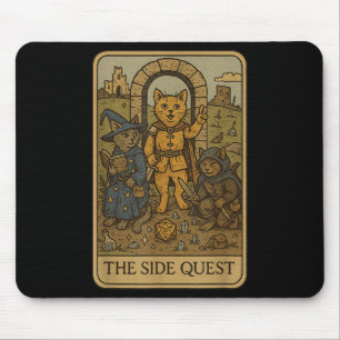 Rpg Gamer Cats Funny Side Quest Tarot Card Nerdy M Mouse Pad