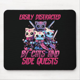 Rpg Gamer Cats Side Quest Distracted Nerdy Tableto Mouse Pad