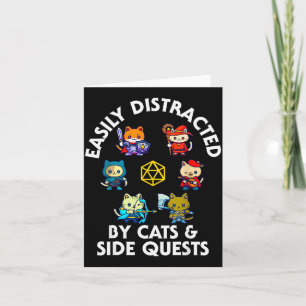 Rpg Gamer Cats Side Quest Funny Nerd Adhd Cat Men Card