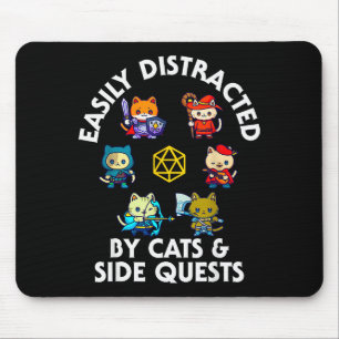 Rpg Gamer Cats Side Quest Funny Nerd Adhd Cat Men Mouse Pad