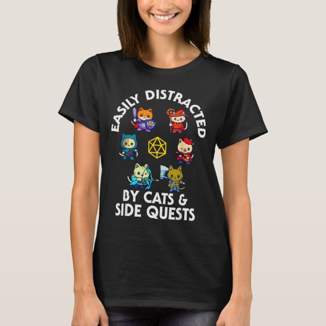 Rpg Gamer Cats Side Quest Funny Nerd Adhd Cat Men  T-Shirt (Front)