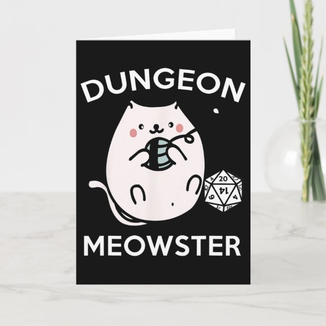 Rpg Gamer Cats Side Quest Funny Nerd D20 Dice Game Card (Front)
