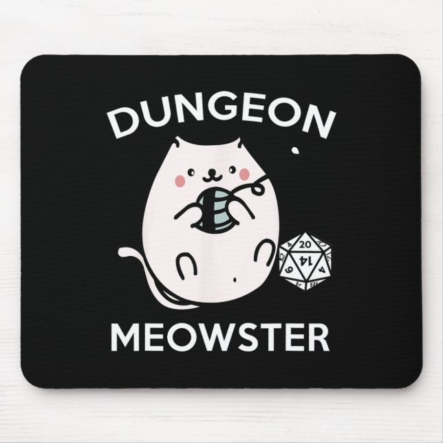 Rpg Gamer Cats Side Quest Funny Nerd D20 Dice Game Mouse Pad (Front)