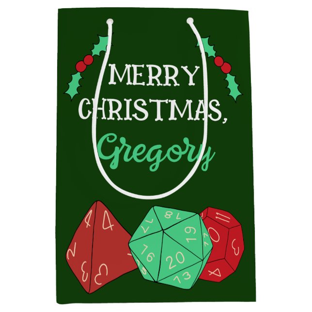RPG Gaming Dice, Board, Fantasy Games Christmas Medium Gift Bag (Front)