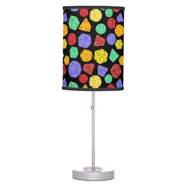 RPG Gaming Dice, Board, Fantasy Games Patterned Table Lamp (Front)