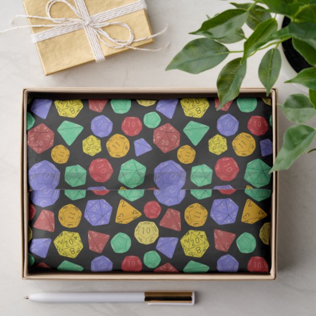 RPG Gaming Dice, Board, Fantasy Games Patterned Tissue Paper (Gift)