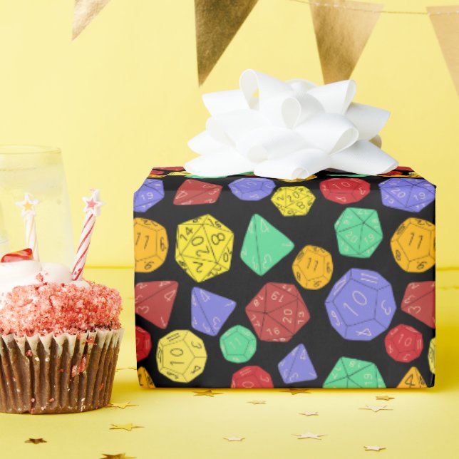 RPG Gaming Dice, Board, Fantasy Games Patterned Wrapping Paper (Birthday Party)