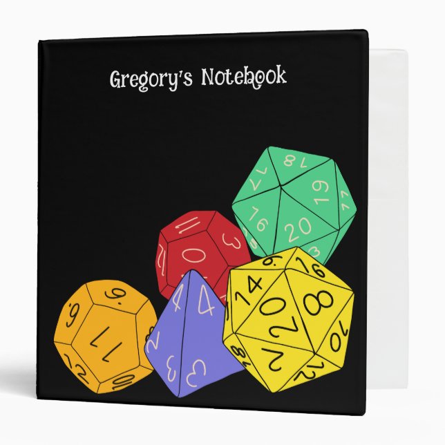 RPG Gaming Dice, Board, Fantasy Games Personalized 3 Ring Binder (Front/Inside)