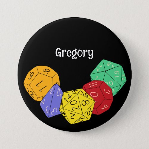 RPG Gaming Dice Board Fantasy Games Personalized Button