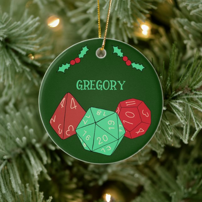 RPG Gaming Dice, Board, Fantasy Games Personalized Ceramic Ornament (Tree)