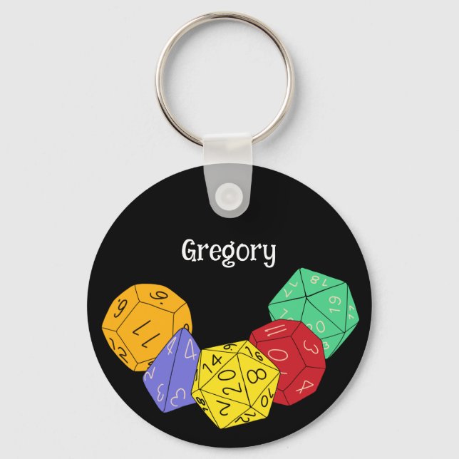 RPG Gaming Dice, Board, Fantasy Games Personalized Keychain (Front)