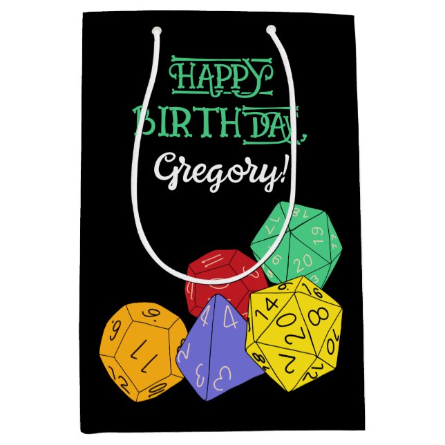 RPG Gaming Dice, Board, Fantasy Games Personalized Medium Gift Bag (Front)