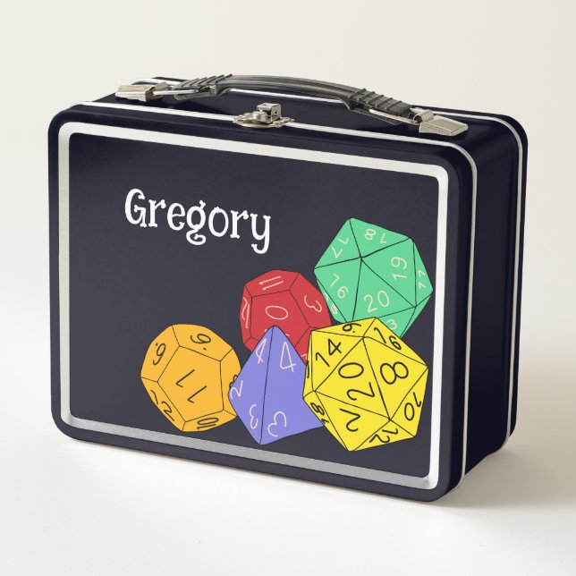 RPG Gaming Dice, Board, Fantasy Games Personalized Metal Lunch Box (Front)