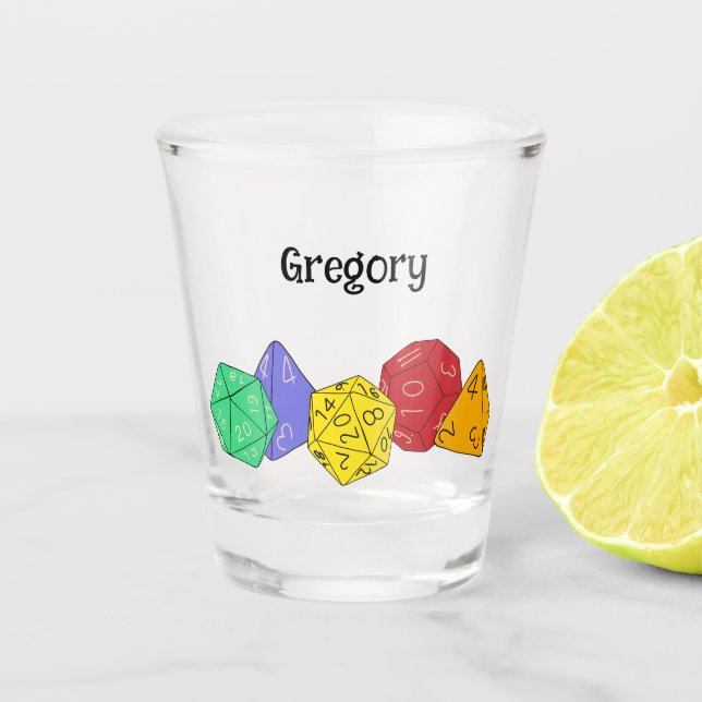 RPG Gaming Dice, Board, Fantasy Games Personalized Shot Glass (Front)