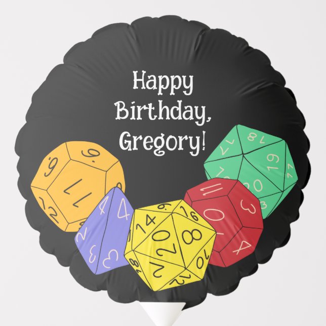 RPG Gaming Dice, Board, Fantasy Games Themed Party Balloon (Front)